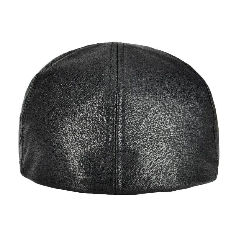 VOBOOM Leather Ivy Newsboy Caps 6 Panel Cabbie Beret Hat (7 1/4, Black) - Image 4